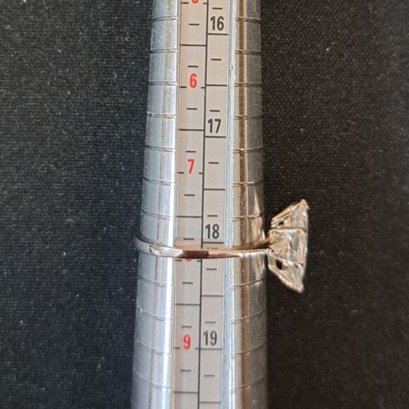 Marquise Cut CZ Baguette Engagement Ring 18 Karat Gold Electroplate Size 8 - Picture 5 of 6